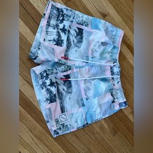 American Eagle swim trunks, light blue and pink, size small Men’s